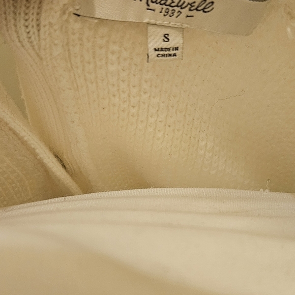 Madewell Button Back Sweater Cotton Blend Knit Ivory Comfortable Flattering Sz S - Picture 3 of 6